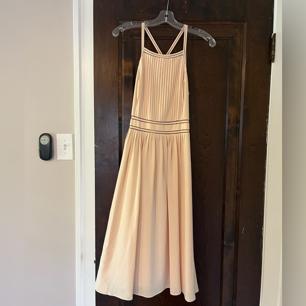 Club Monaco beige silk racer back dress, size 8.